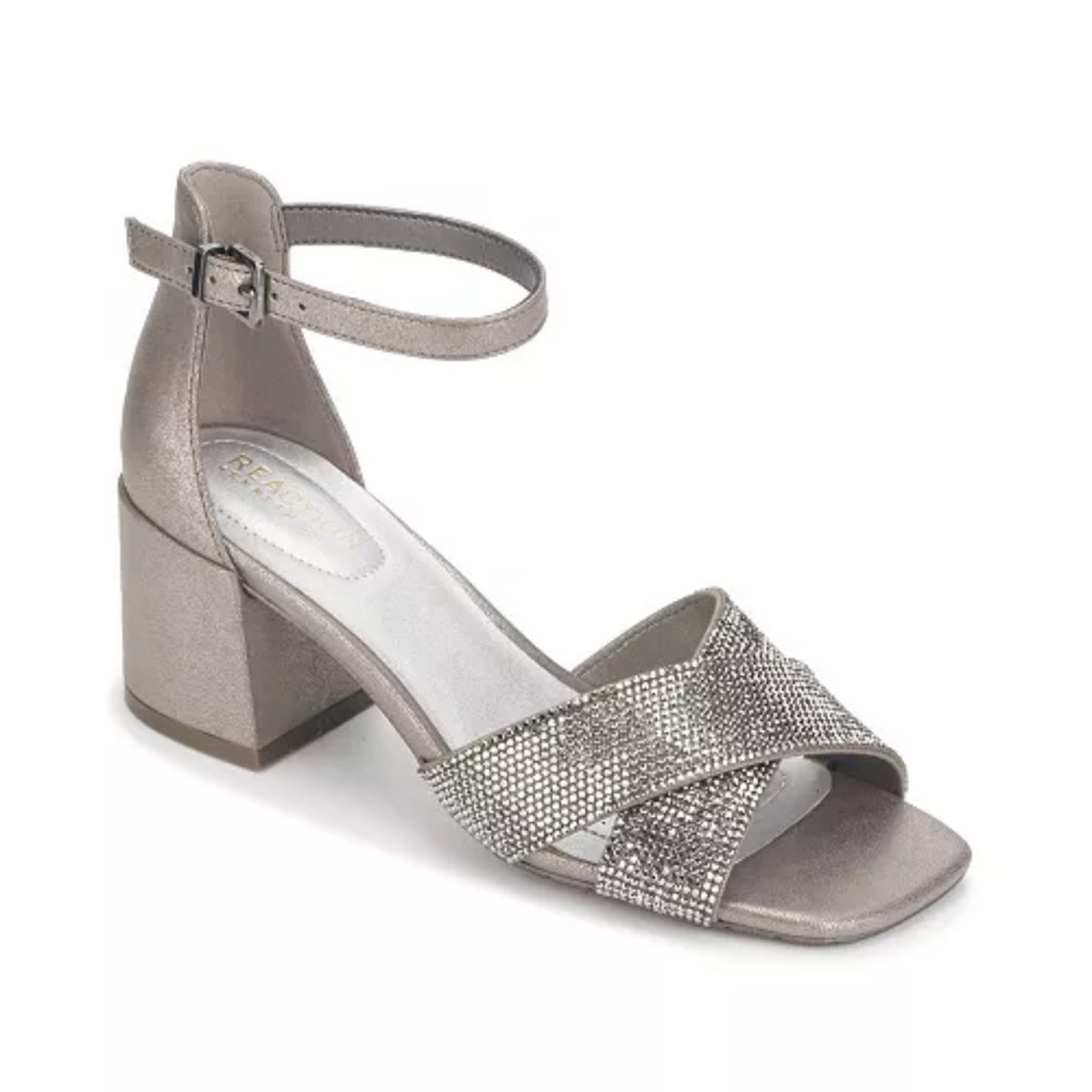 Kenneth Cole Reaction Mix X-Band Jewel Block Heel Sandal.